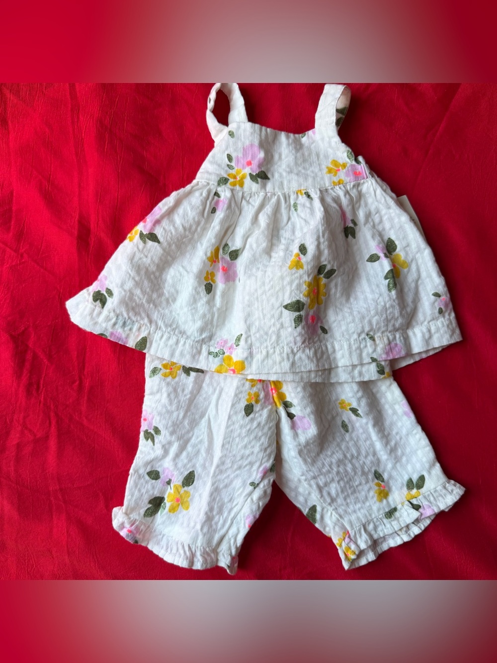 Cat & Jack White Floral Toddler Two-Piece Set - Yellow & Pink Flowers